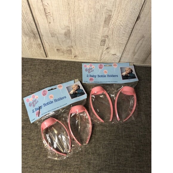 Baby Bottle Easy Grip Pink Holders Set Of 4 - Picture 2 of 2